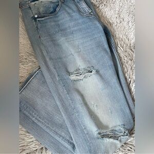 Vigoss Thompson Tomboy Women's Light Blue Distressed Boyfriend Jeans